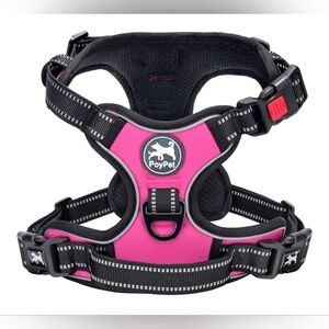 PoyPet Pink/Black No Pull Reflective Dog Harness Size Small- Brand New